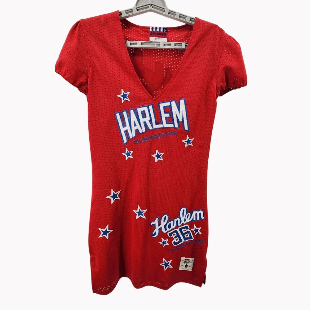Harlem Globetrotters Womens Medium V Neck Jersey Dress Embroidered Logo